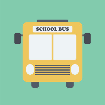 Yellow school bus icon.