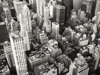 Naklejka premium Czarno-biały widok na środek Nowego Jorku