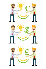 Vector pack of businessman selling ideas