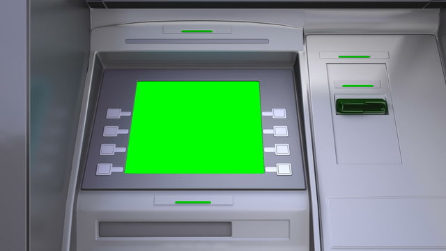 ATM machine with green screen