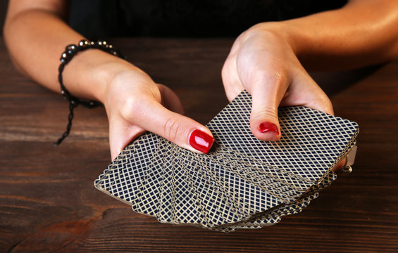 Witch - fortune teller reading fortune close up