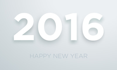2016 Happy New Year White Vector With 3d Drop Shadow Design
