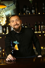 Bartender making cocktail
