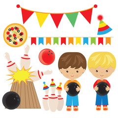 Bowling party vector illustration