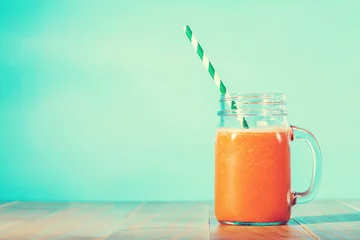 Acrylic prints Juice Carrot juice in masons jar