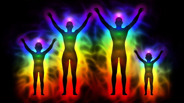 Aura and chakras - silhouette of family