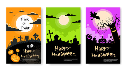 Halloween Party Invitation Card Poster Set