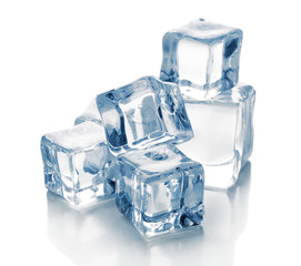 Ice cubes on grey background