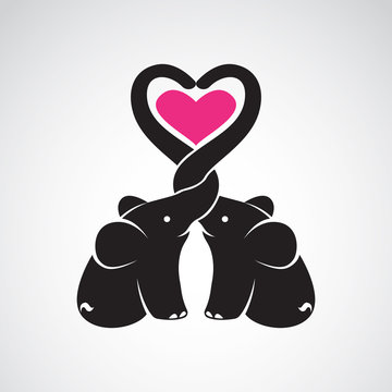 Vector image of elephant and heart on white background, The expr