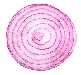 Red onions ring isolated on white background
