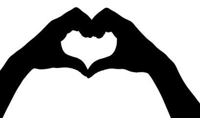 Obraz premium Silhouettes of hands, isolated on white