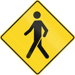 Canadian road warning sign - Pedestrian crossing. This sign is used in Quebec