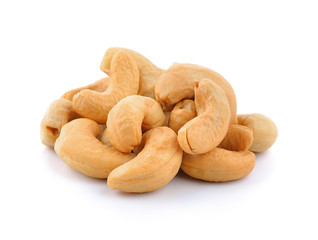 Cashews on white background