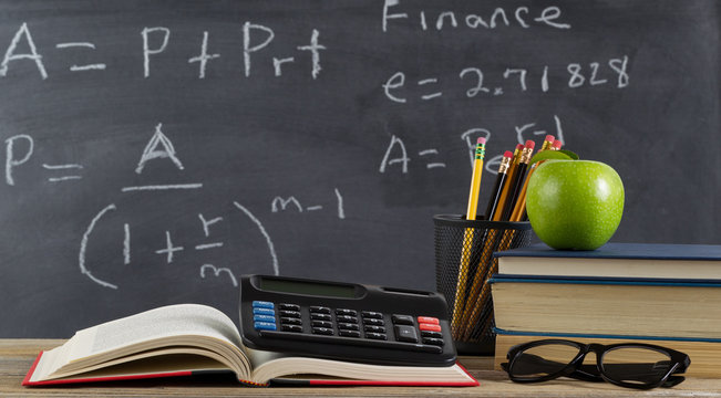 School desktop for learning finance formulas