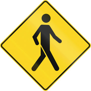 Canadian road warning sign - Pedestrian crossing. This sign is used in Quebec