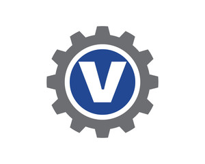 V Letter Gear Logo