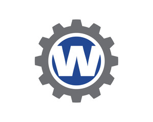 W Letter Gear Logo