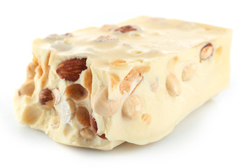 White chocolate piece isolated on white