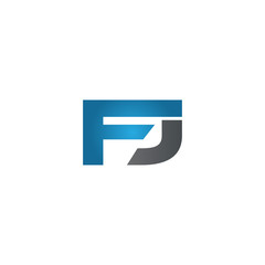 FJ company linked letter logo blue