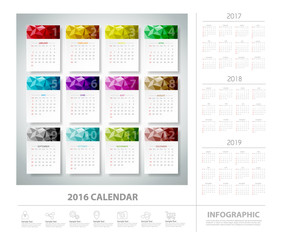2016 Calendar design colorful geometric, vector eps10.