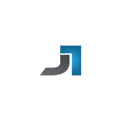JI company linked letter logo blue