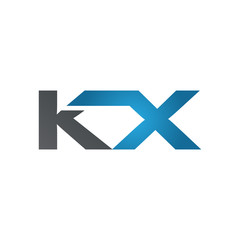 KX company linked letter logo blue