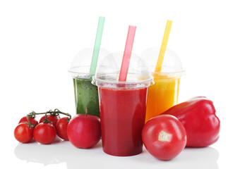 Fresh juice mix fruit, healthy drinks isolated on white