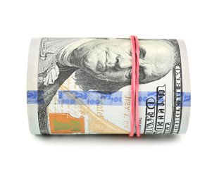 Dollars roll isolated on white
