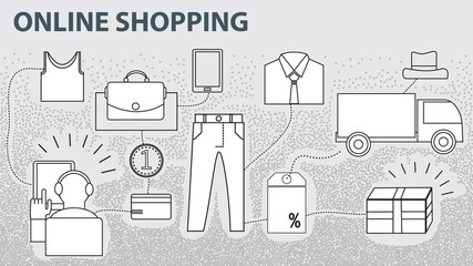 E-commerce online shopping, user process payment and delievery p