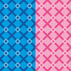 Set two geometric patterns with pink and blue hexagons and diamonds