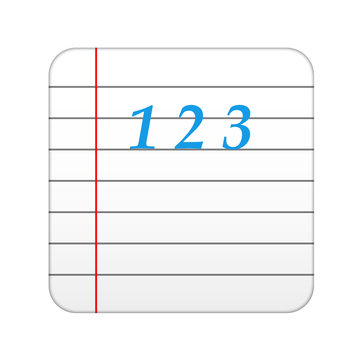 Icono aplicacion hoja cuaderno 123 azul