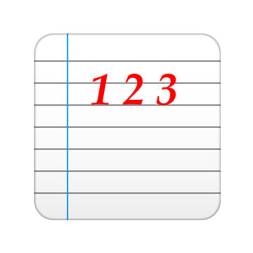 Icono aplicacion hoja cuaderno 123 rojo
