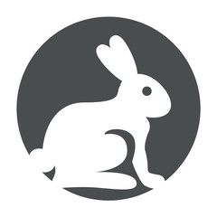 Icono plano conejo redondo gris #1
