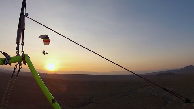 Pilot powered parachute sunset flight desert HD 042