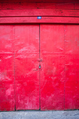 old red wood door