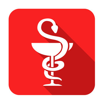 Icono plano cuadrado farmacia con sombra