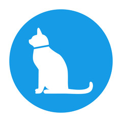 Icono plano gato redondo azul #2