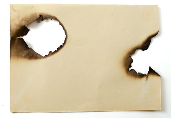 sheet of old burned paper