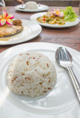 white and brown rice