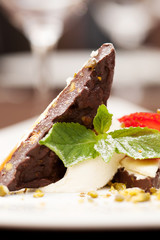 dessert with chocolate and strawberry