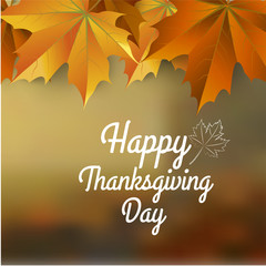 typography Happy Thanksgiving ,autumn blur background