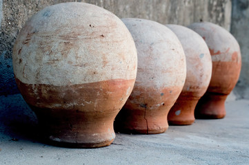 Earthenware pots used to keep water cool