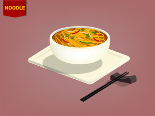 beautiful design of chinese noodle and chopsticks