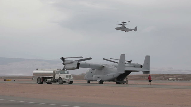 Aircraft V22 Osprey hover above runway P HD 9417