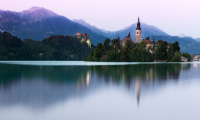 Fototapeta na wymiar Lake Bled in evening light, Slovenia