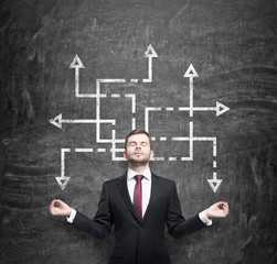 Meditative handsome businessman is thinking about possible solutions of the complicated problem....