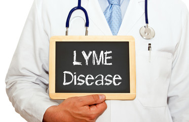 Lyme Disease - doctor with chalkboard on white background