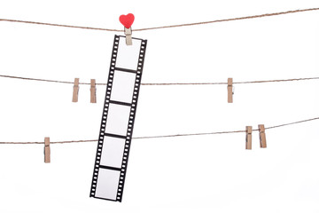  heart  shape clip on a  twine, hanging Negatives, love movie