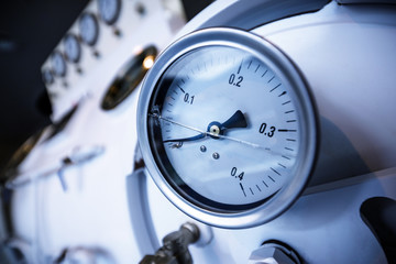 Close up of barometer in natural gas production industry