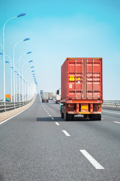container truck on the bridge
